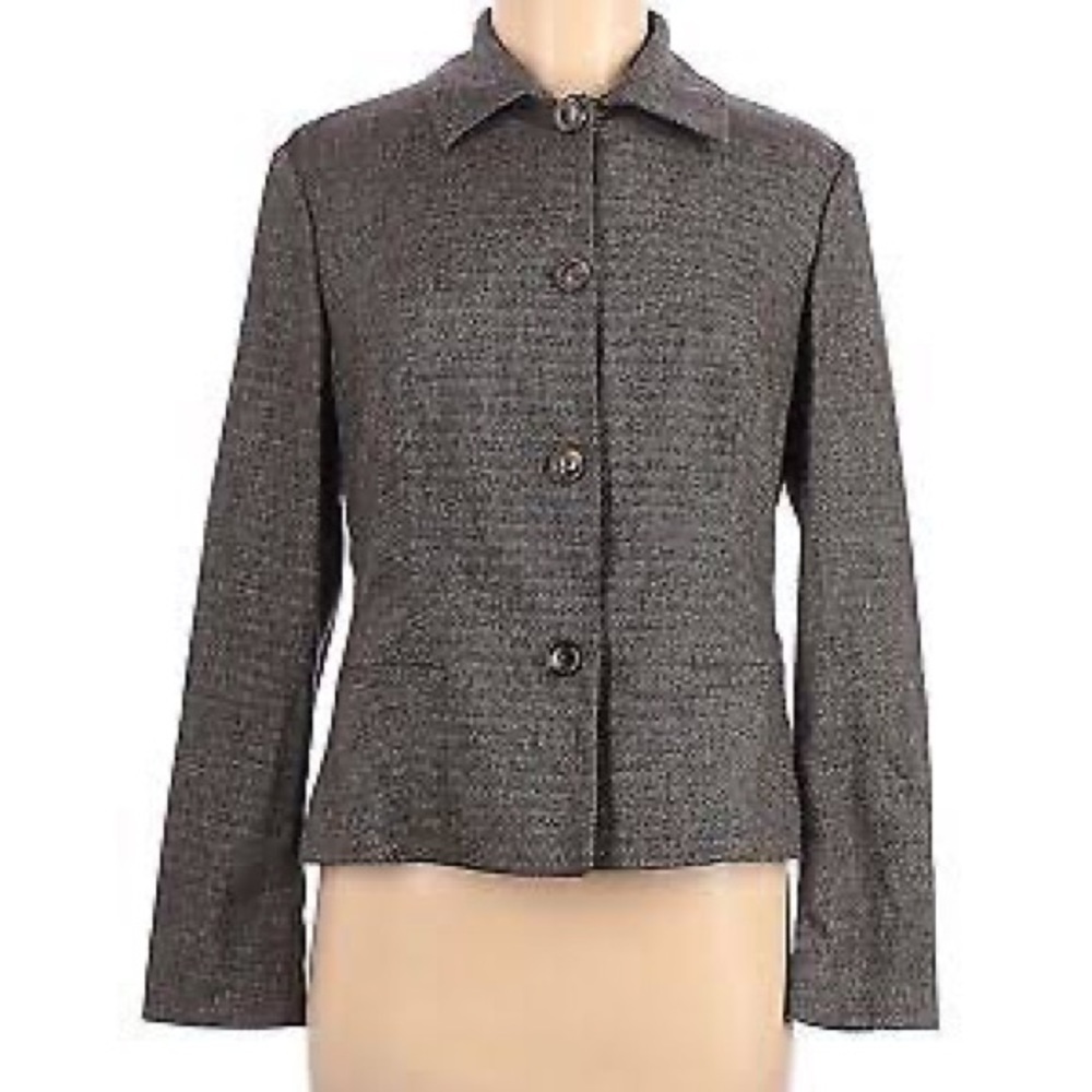 Piazza Sempione Gray Herringbone Wool Jacket Blazer Career Office Sz IT 42 US M